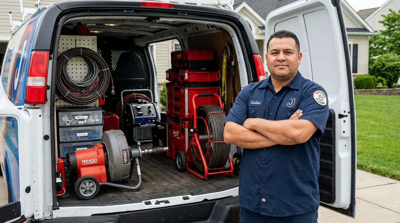 Professional drain cleaning equipment and Johns Plumbing LLC plumber in Painesville