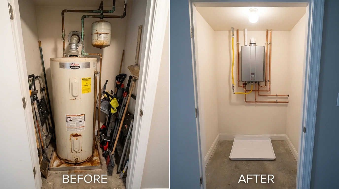 Tank water heater versus wall-mounted tankless unit comparison for Painesville, OH homeowners
